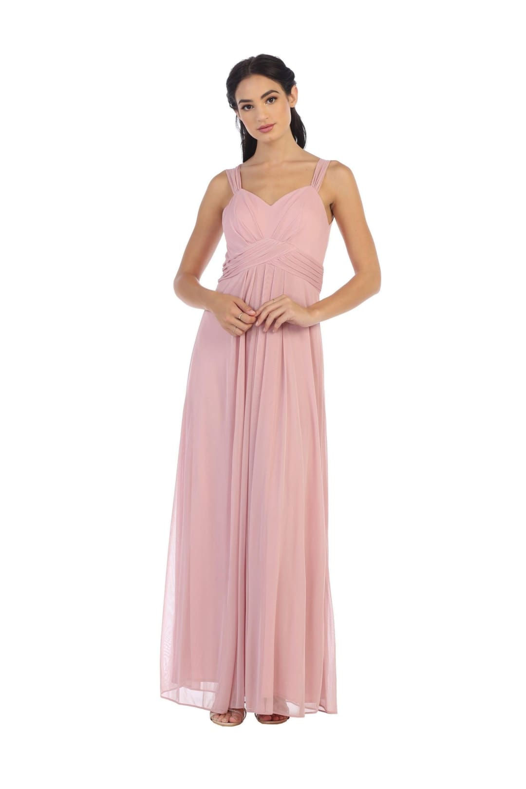 Long Sleeveless Bridesmaid Chiffon Dress - The Dress Outlet