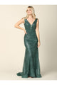 Long Sleeveless Fitted Formal Glitter Dress - The Dress Outlet