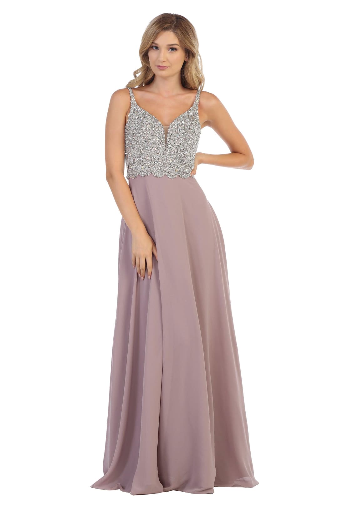 Long Sleeveless Formal Chiffon Dress - The Dress Outlet