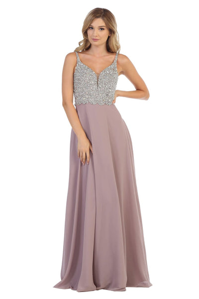 Long Sleeveless Formal Chiffon Dress - The Dress Outlet