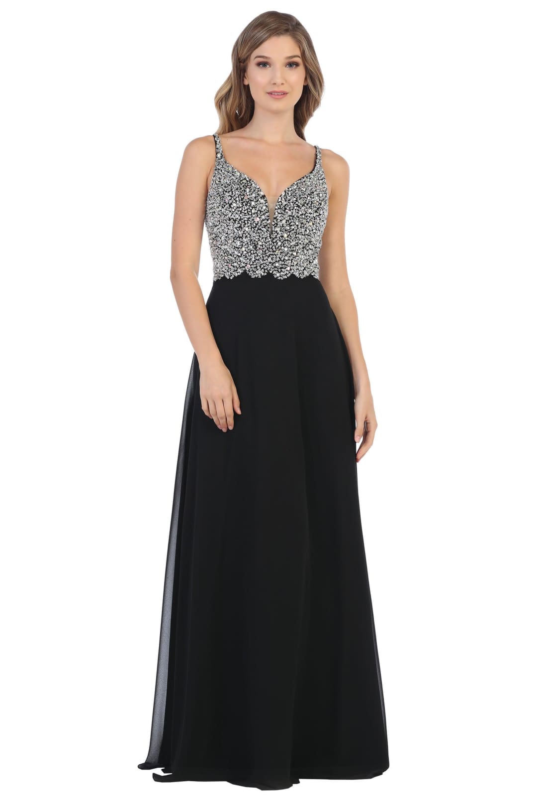 Long Sleeveless Formal Chiffon Dress - The Dress Outlet