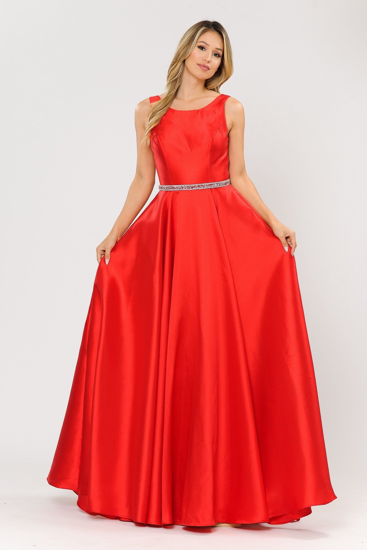Vestido largo sin mangas de mikado de Poly USA 8678