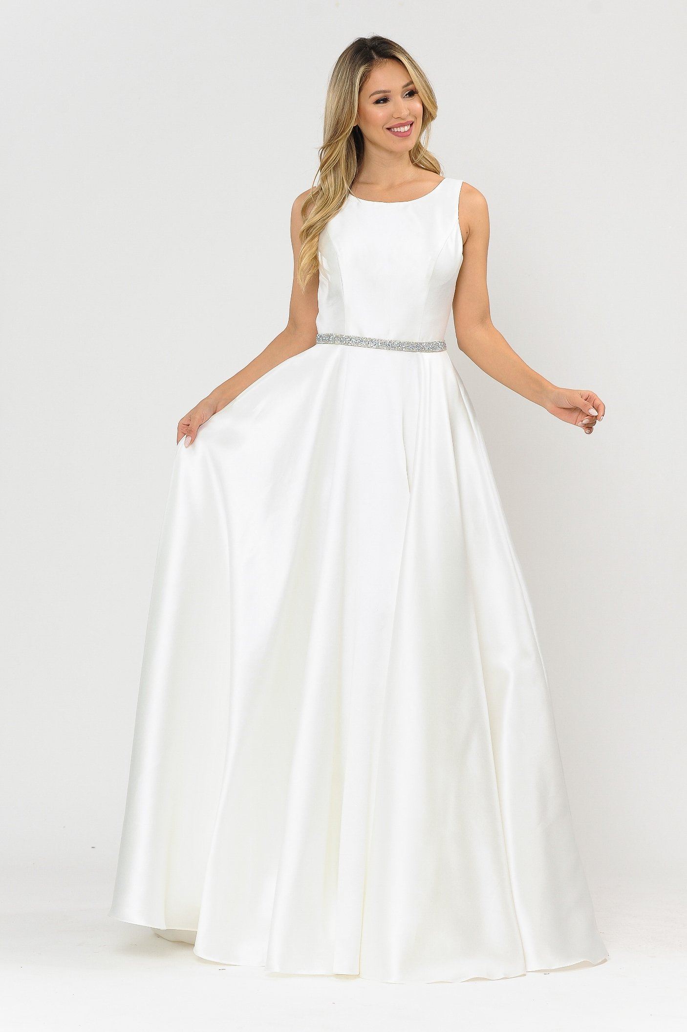 Vestido largo sin mangas de mikado de Poly USA 8678