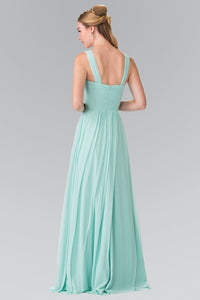 Long Sleeveless Pleated Dress with Front Cutout by Elizabeth K GL2366 - Long Formal Dresses