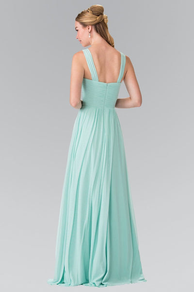 Long Sleeveless Pleated Dress with Front Cutout by Elizabeth K GL2366 - Long Formal Dresses