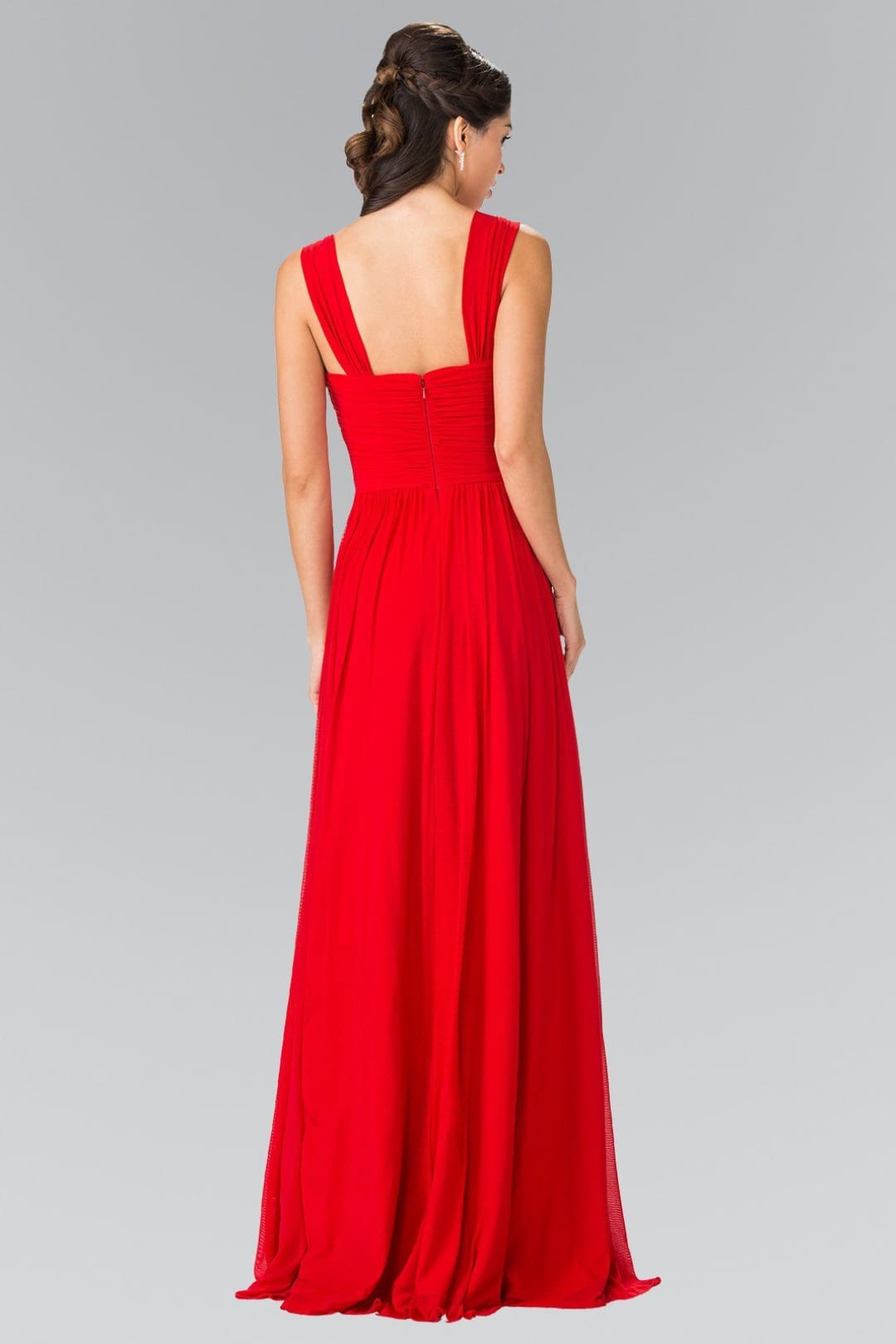 Long Sleeveless Pleated Dress with Front Cutout by Elizabeth K GL2366 - Long Formal Dresses