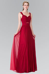 Long Sleeveless Pleated Dress with Front Cutout by Elizabeth K GL2366 - Long Formal Dresses