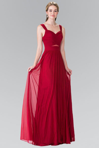 Long Sleeveless Pleated Dress with Front Cutout by Elizabeth K GL2366 - Long Formal Dresses