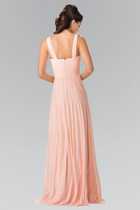 Long Sleeveless Pleated Dress with Front Cutout by Elizabeth K GL2366 - Long Formal Dresses