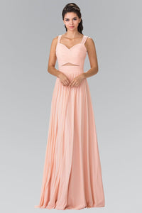 Long Sleeveless Pleated Dress with Front Cutout by Elizabeth K GL2366-Long Formal Dresses-ABC Fashion