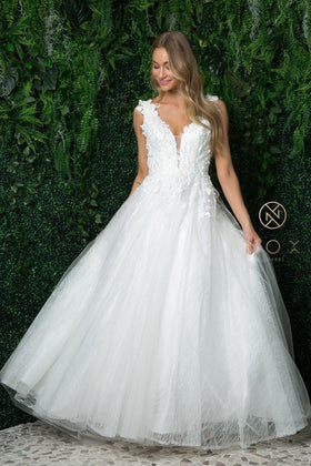 Nox Anabel JR930 Sleeveless Tulle Long Wedding Dress