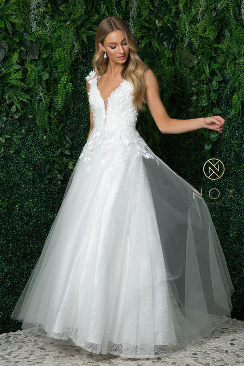 Nox Anabel JR930 Sleeveless Tulle Long Wedding Dress