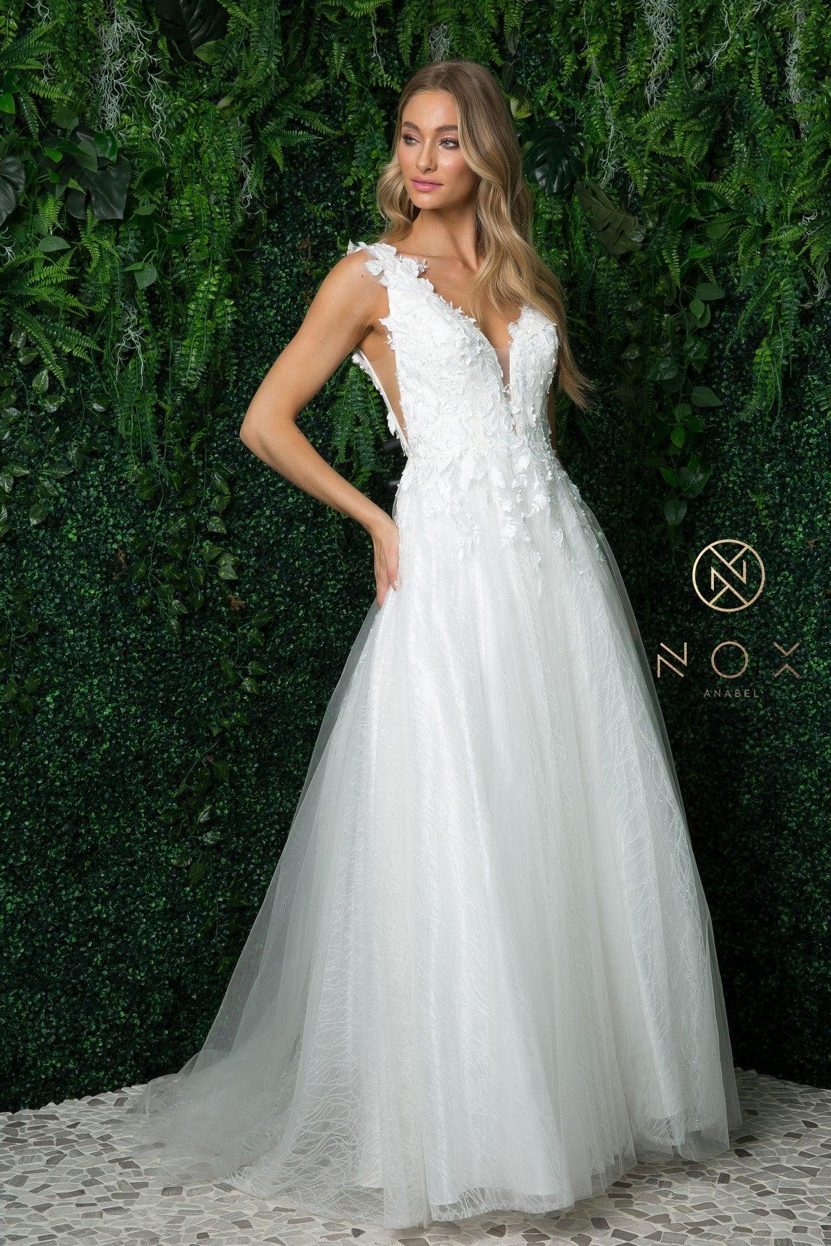 Nox Anabel JR930 Sleeveless Tulle Long Wedding Dress