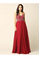 Long Spaghetti Strap Beaded Formal Chiffon Dress - The Dress Outlet