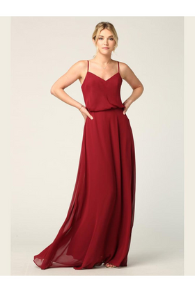 Eva USA 3318 Long Spaghetti Strap Blouson Bridesmaids Dress