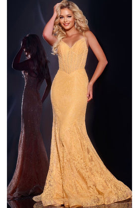 Long Sparkly Lace Prom Dress: Jovani 44142