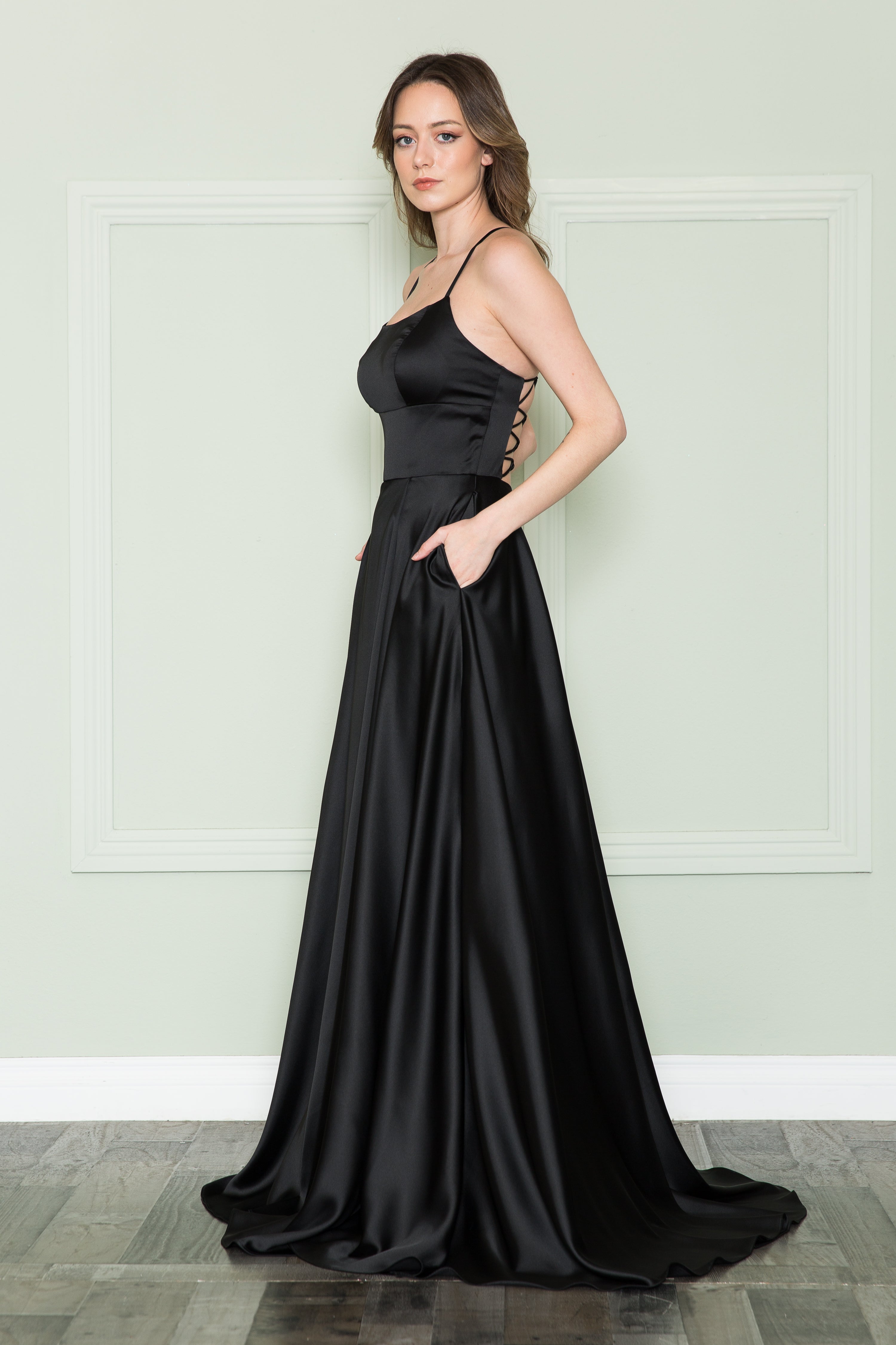 Poly USA 8910 Long Square Neck Dress