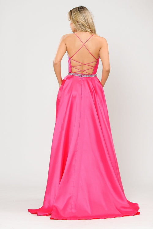 Poly USA 8684 Long Square Neck Dress with Corset Back