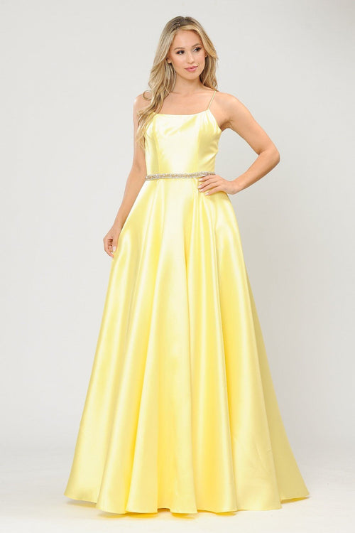 Poly USA 8684 Long Square Neck Dress with Corset Back