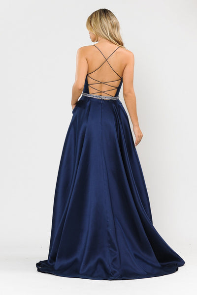 Poly USA 8684 Long Square Neck Dress with Corset Back
