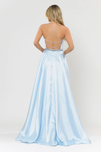 Poly USA 8684 Long Square Neck Dress with Corset Back