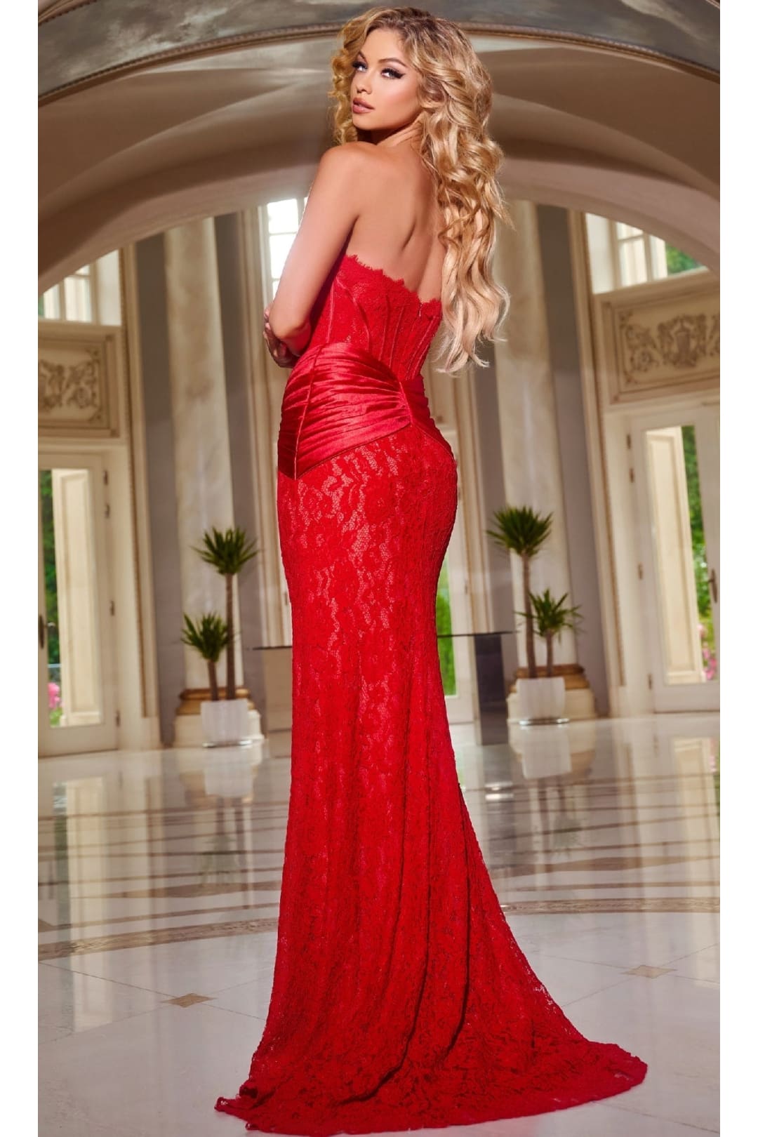 Long Strapless Lace Prom Dress: Jovani 43856 - Prom