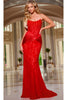 Long Strapless Lace Prom Dress: Jovani 43856 - Red/Nude / Prom
