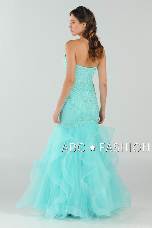 Poly USA Aqua Long Formal Dresses
