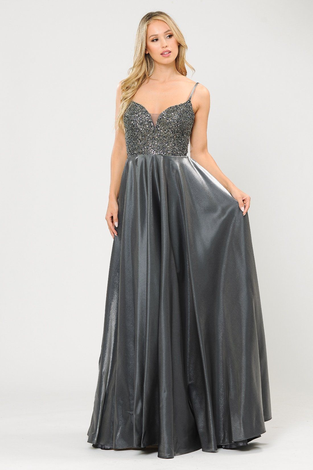 Poly USA 8674 Long Sweetheart Dress with Beaded Bodice