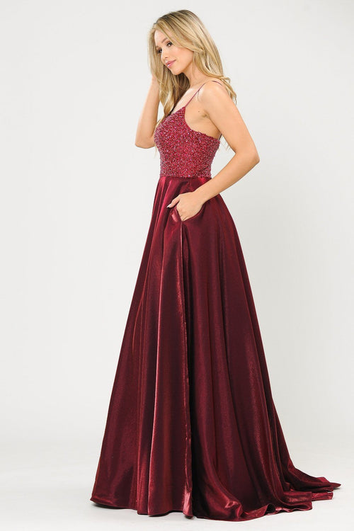 Poly USA 8674 Long Sweetheart Dress with Beaded Bodice