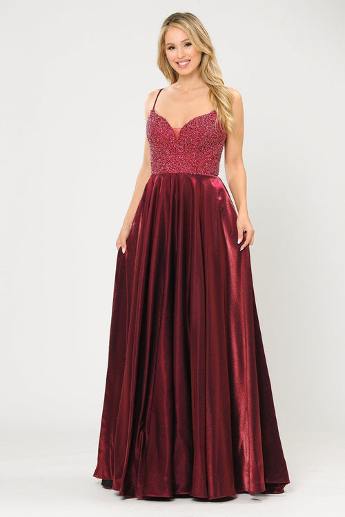 Poly USA 8674 Long Sweetheart Dress with Beaded Bodice