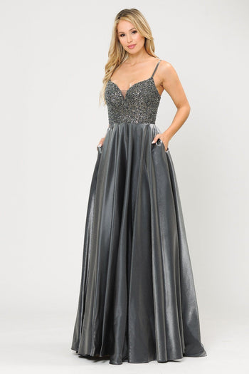 Poly USA 8674 Long Sweetheart Dress with Beaded Bodice