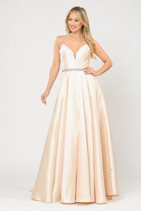 Poly USA 8688 Long Sweetheart Mikado Dress with Corset Back