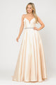 Vestido largo de mikado con escote corazón y espalda de corsé de Poly USA 8688