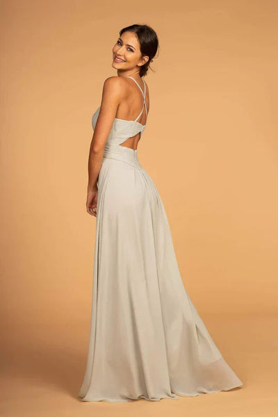 Long V-Neck Chiffon Dress with Pleated Bodice by Elizabeth K GL2609 - XS / Sage Green - Long Formal Dresses