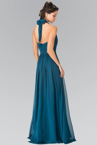 Long V-Neck Chiffon Halter Dress by Elizabeth K GL2362 - Long Formal Dresses