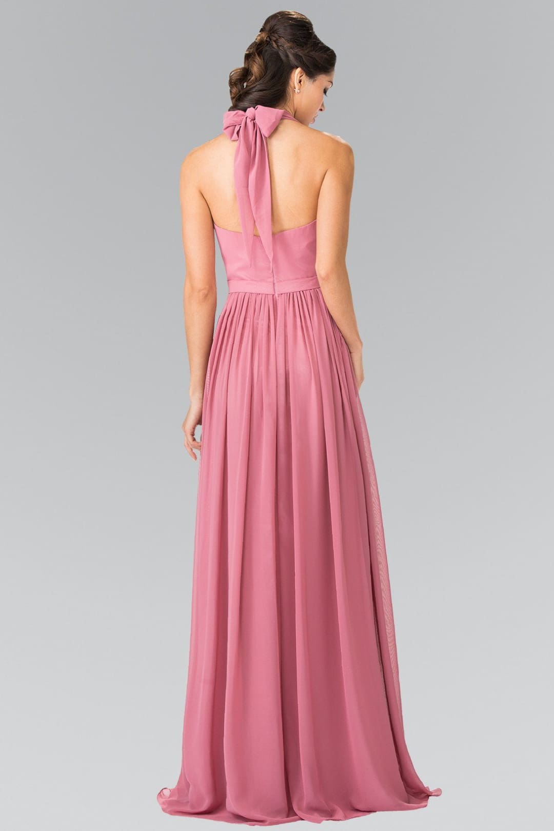 Long V-Neck Chiffon Halter Dress by Elizabeth K GL2362 - Long Formal Dresses