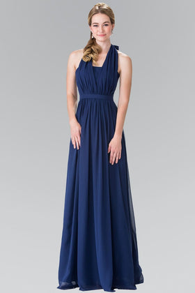 Long V-Neck Chiffon Halter Dress by Elizabeth KGL2362