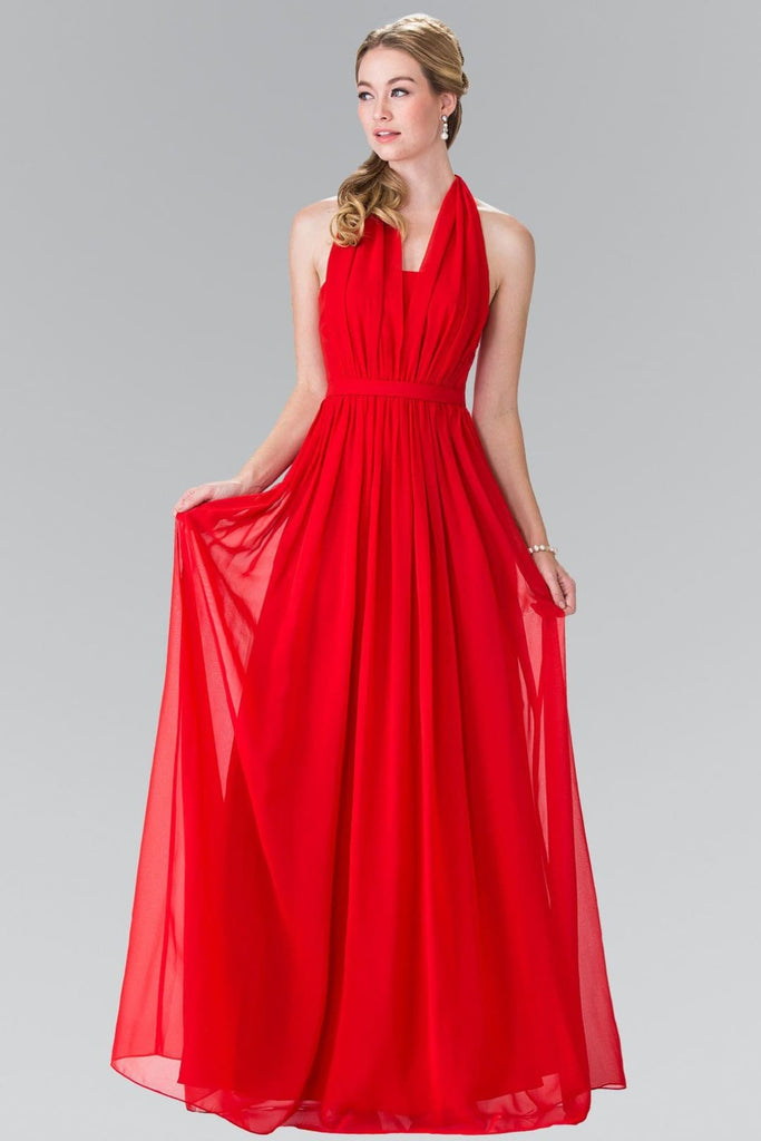 Long V-Neck Chiffon Halter Dress by Elizabeth K GL2362-Long Formal Dresses-ABC Fashion