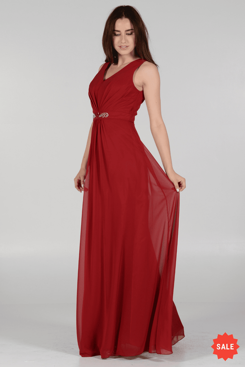 Poly USA Burgundy Long Formal Dresses