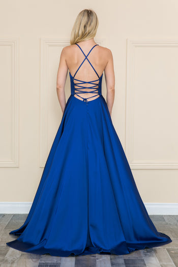 Poly USA 8908 Long V-Neck Pocket Dress