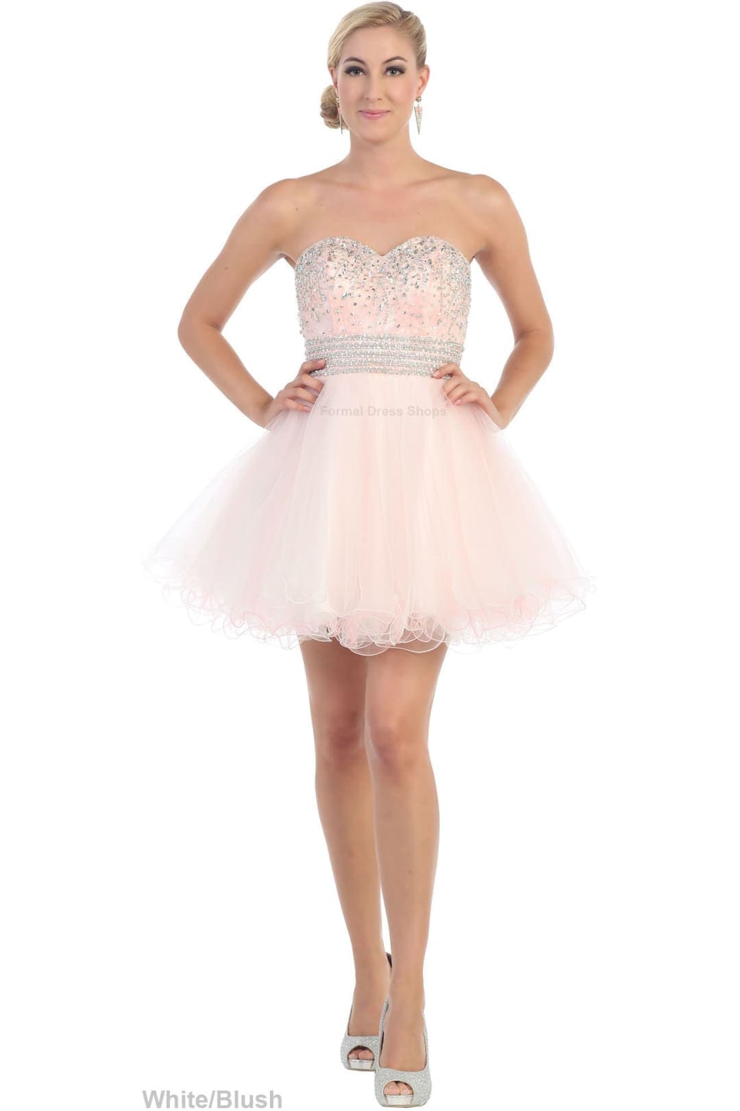 Lovely Homecoming Dress - White/Blush / 4