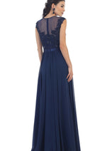 Navy Blue Bridesmaid Dresses in Satin and Plus Size Gowns by MQ1428