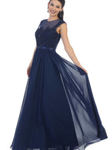 Navy Blue Bridesmaid Dresses in Satin and Plus Size Gowns by MQ1428