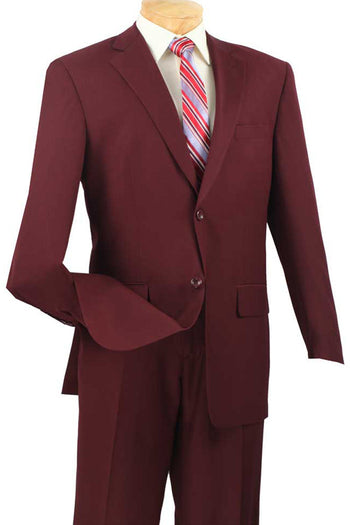 Traje de piel de tiburón para hombre, de dos botones y estampado en burdeos