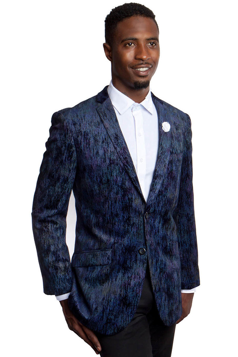 Chaqueta deportiva ajustada con estampado degradado tie-dye para hombre en azul