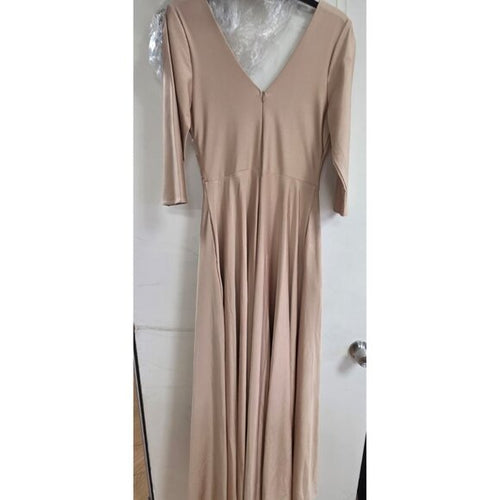 Clearance Champagne Size M A-Line Mother of the Bride Dress with 3/4 Sleeves by Lenovia 5243