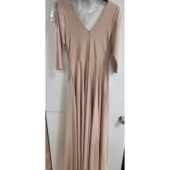 Clearance Champagne Size M A-Line Mother of the Bride Dress with 3/4 Sleeves by Lenovia 5243