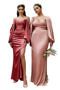 Maid of Honor Long Gown 2025 Long Sleeve Simple Elegant Dress - ROSE GOLD / 10 - Dress