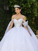 Sweet 16 Ball Gown Cape Sleeves Bridal Dress By Layla K LK263